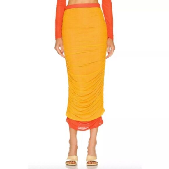 Simon Miller Mesh Pluto Skirt Sunset Orange Womens Size Medium New - Picture 1 of 9
